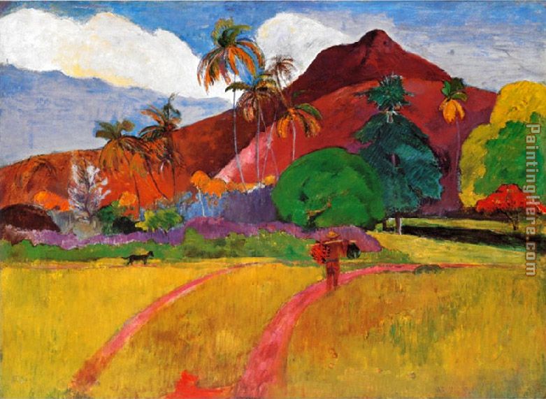 Tahitian Landscape painting - Paul Gauguin Tahitian Landscape art painting